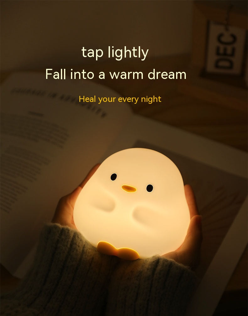 Cute Duck LED Night Lamp Cartoon Silicone USB Rechargeable Sleeping Light Touch Sensor Timing Bedroom Bedside Lamp For Kid Gift Home Decor