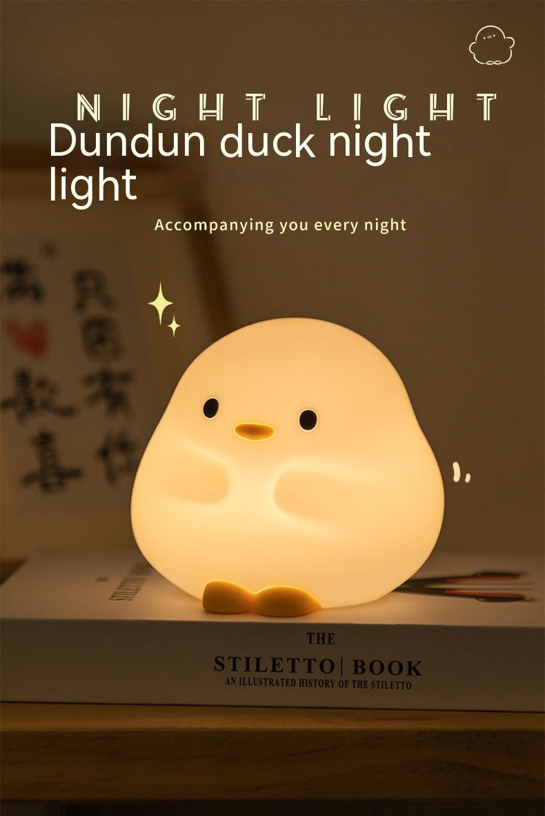 Cute Duck LED Night Lamp Cartoon Silicone USB Rechargeable Sleeping Light Touch Sensor Timing Bedroom Bedside Lamp For Kid Gift Home Decor