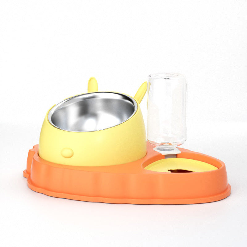 Double Bowl Stainless Steel Carrots Antiskid Pet Feeding Tool Tilt Design Carrot Appearance Dog Bowl For Indoor Pets Products