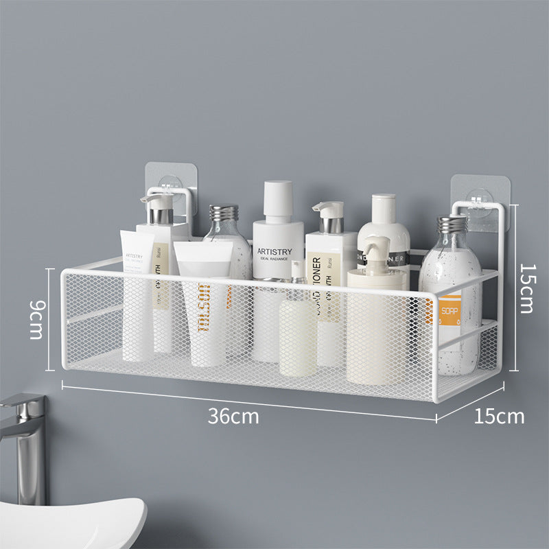 Wall-Mounted Bathroom Shelf No Drill Shower Shampoo Organizer Toilet Accessories