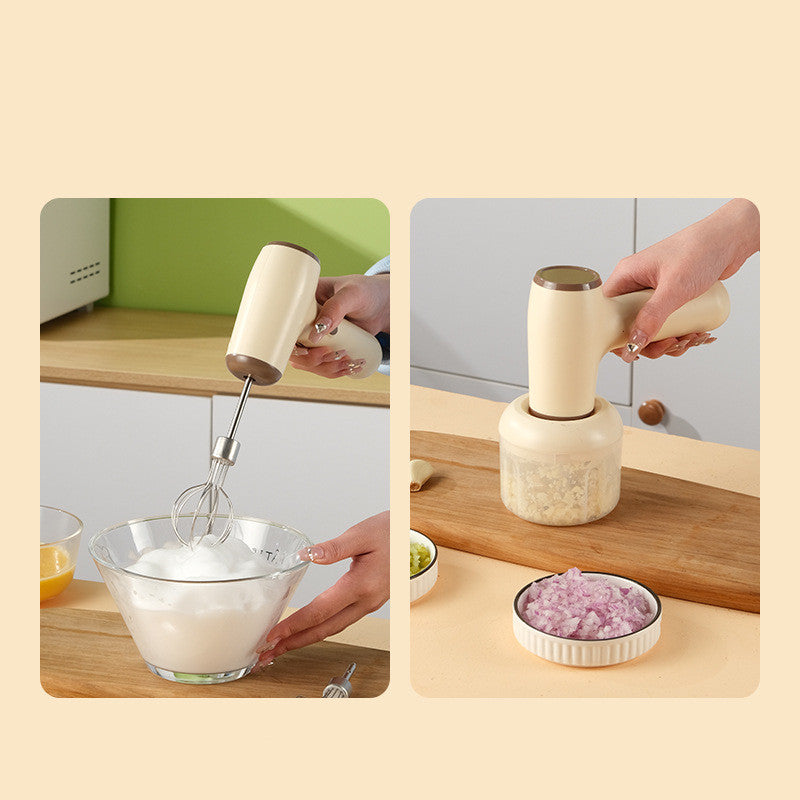 2 In 1 Electric Garlic Chopper USB Rechargeable Vegetable Chili Meat Ginger Masher Handheld Multipurpose Kitchen Gadgets