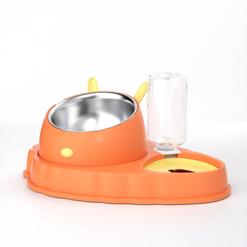 Double Bowl Stainless Steel Carrots Antiskid Pet Feeding Tool Tilt Design Carrot Appearance Dog Bowl For Indoor Pets Products