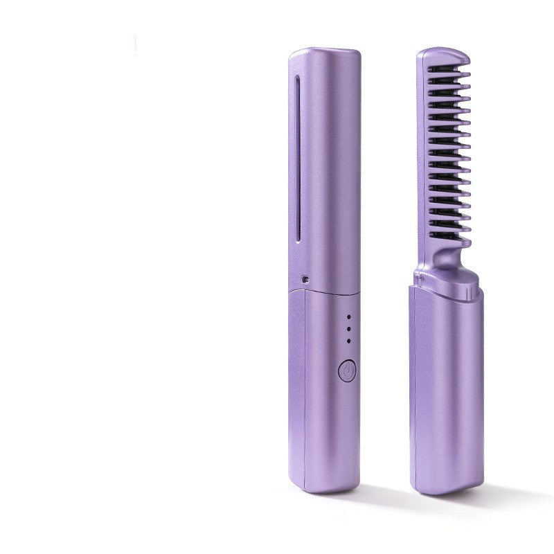 Professional Wireless Hair Straightener Curler Comb Fast Heating Negative Ion Straightening Curling Brush Hair Styling Tools